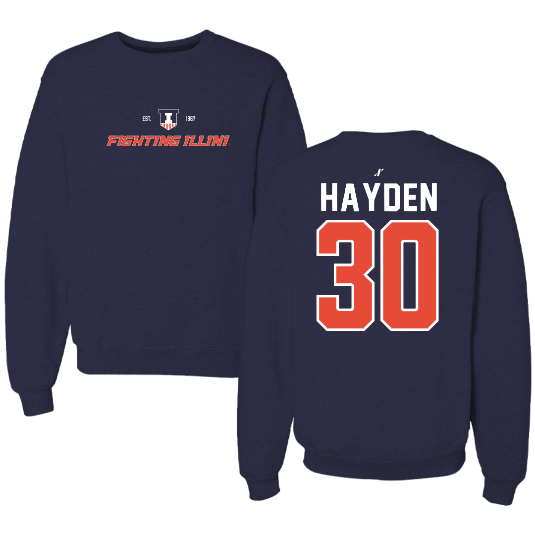 University of Illinois Football Navy General Crewneck - #30 Jojo Hayden