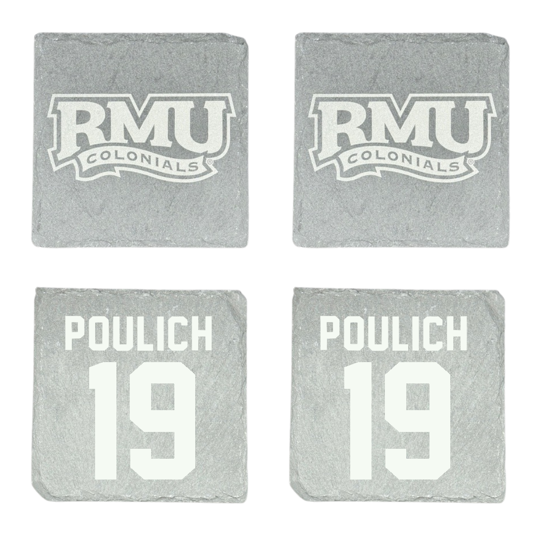 Robert Morris University Softball Stone Coaster (4 Pack)  - #19 Courtney Poulich