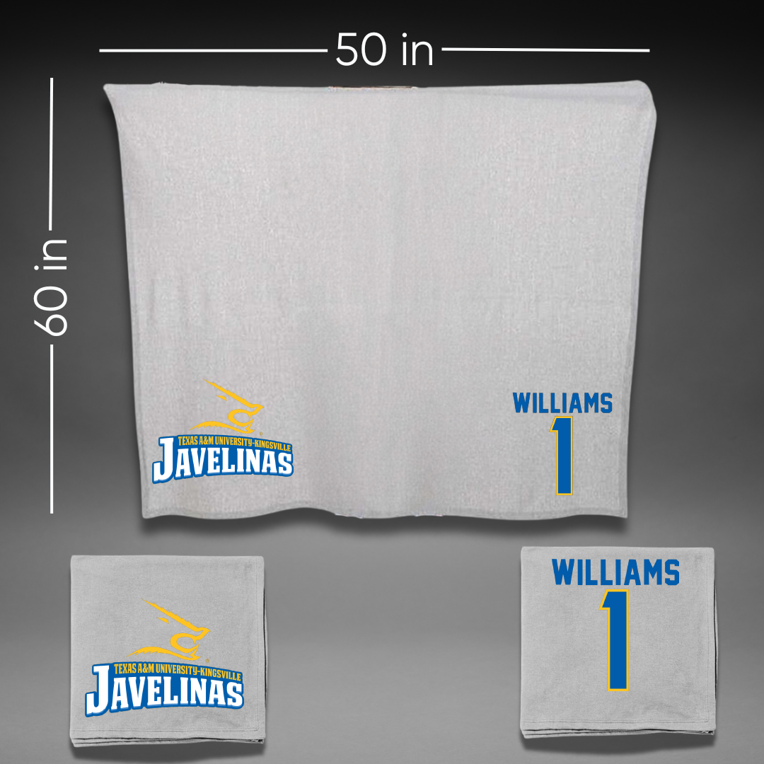 Texas A&M University-Kingsville Football Gray Javelinas Blanket - #1 Kannon Williams