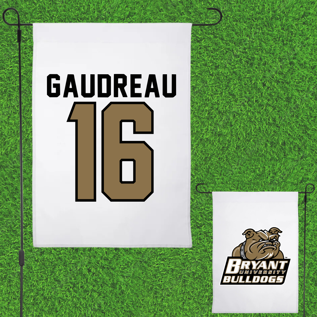 Bryant University Baseball White Garden Flag - #16 Jacob Gaudreau