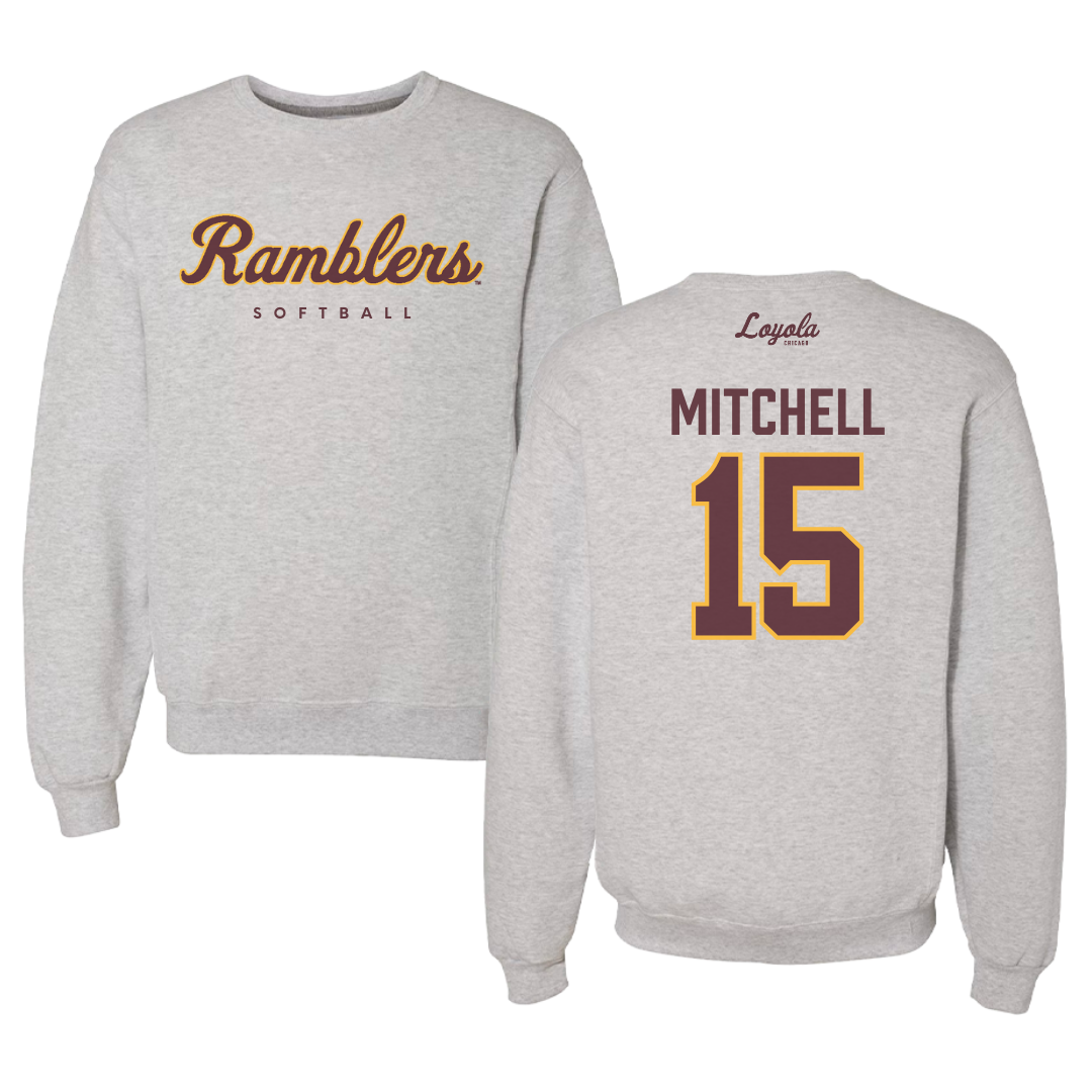 Loyola University-Chicago Softball Gray Crewneck - #15 Katie Mitchell