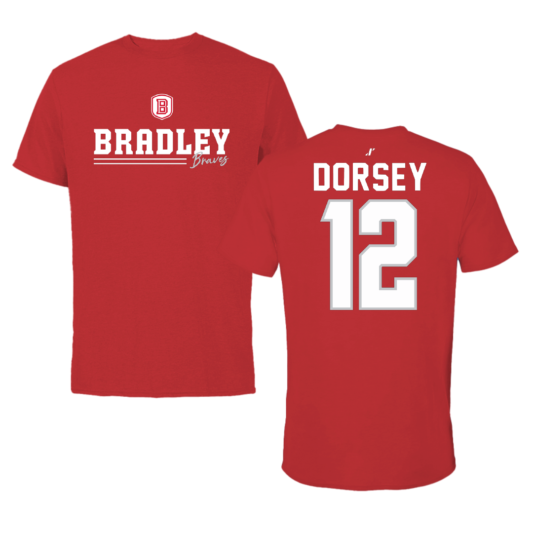 Bradley University Basketball Red General Tee - #12 Nika Dorsey