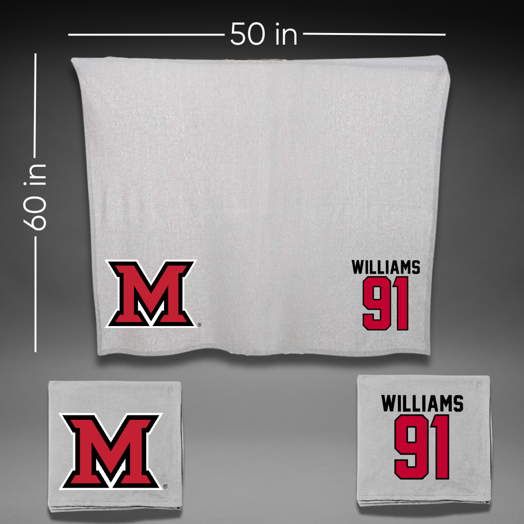 Miami University (Ohio) Football Gray Blanket - #91 Sam Williams