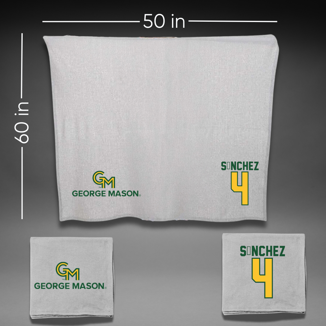 George Mason University Soccer Gray Blanket - #4 Javi Sánchez