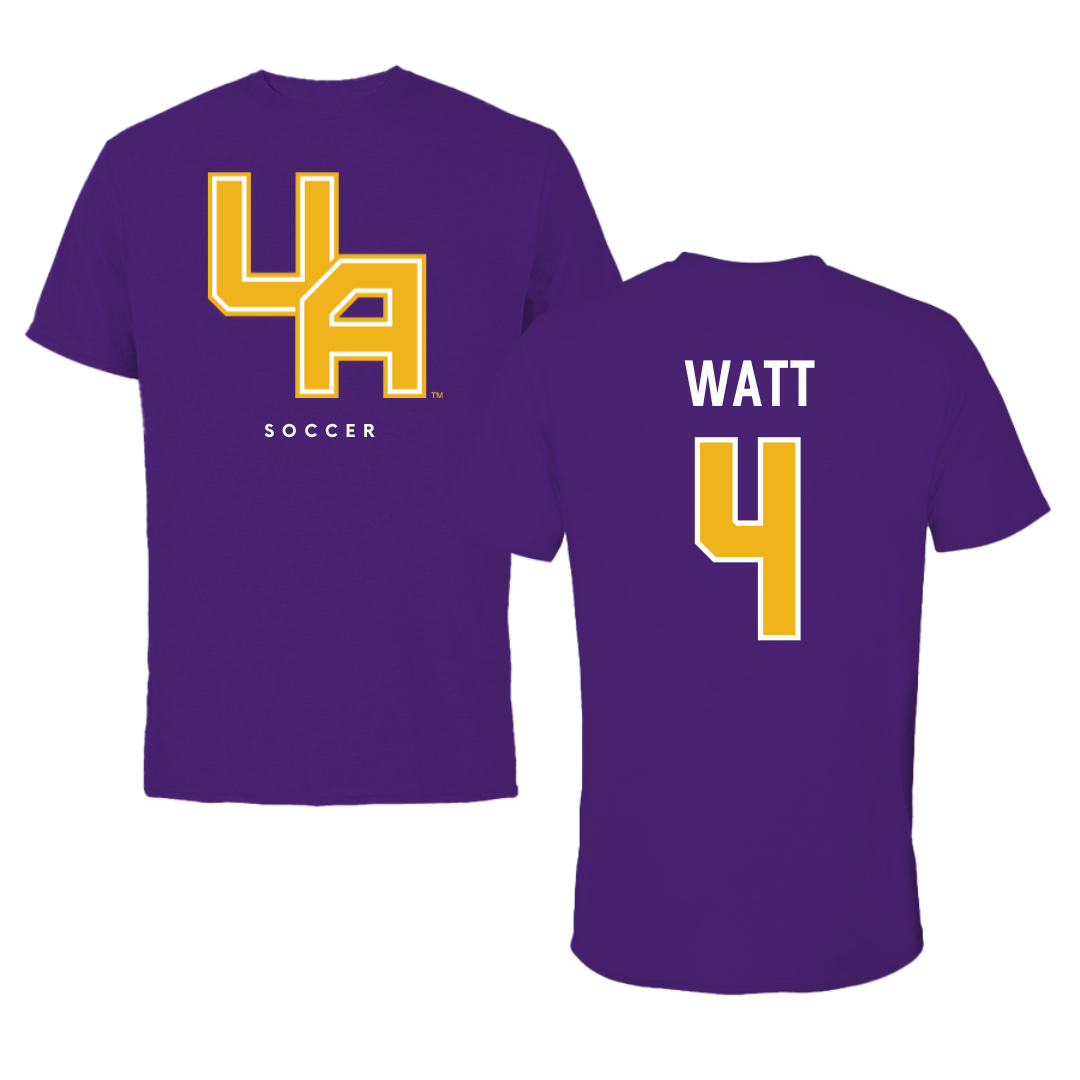 University at Albany Soccer Purple Block Tee - #4 Lucas Watt