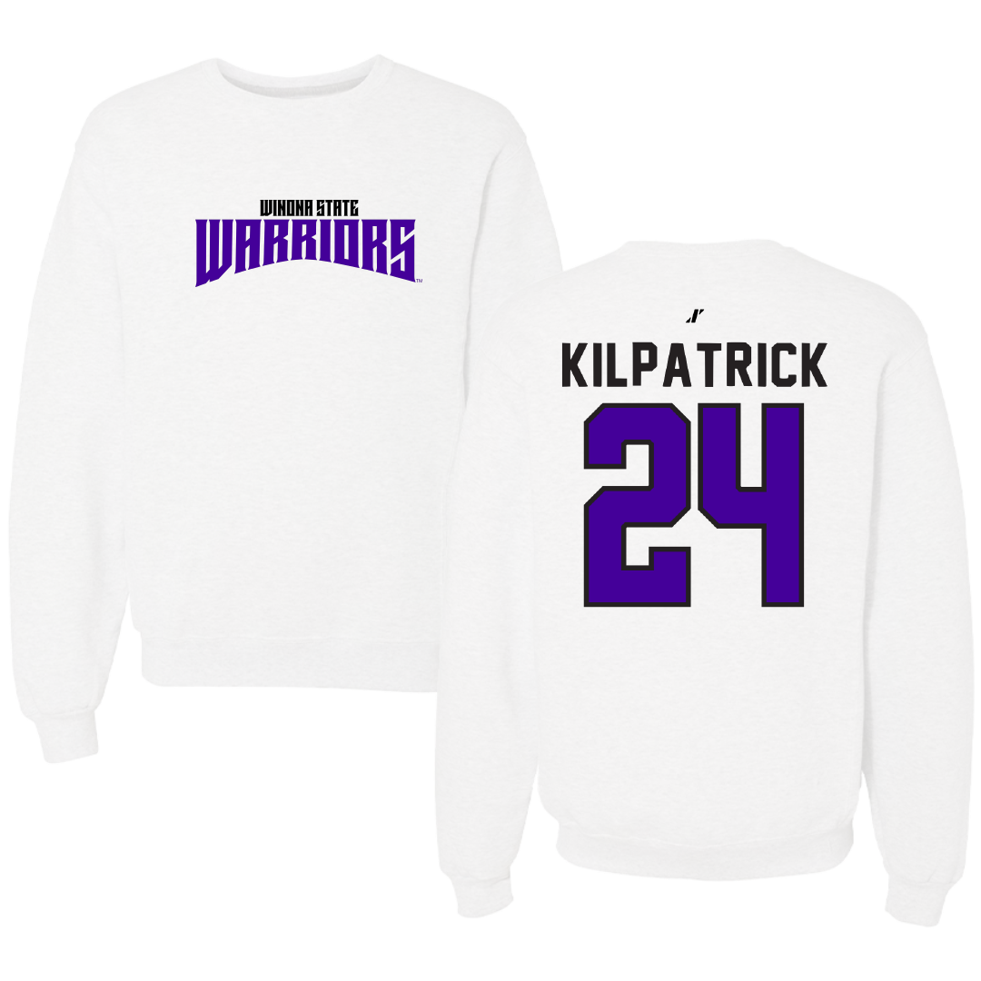 Winona State University Basketball White Classic Crewneck - #24 Emmaline Kilpatrick
