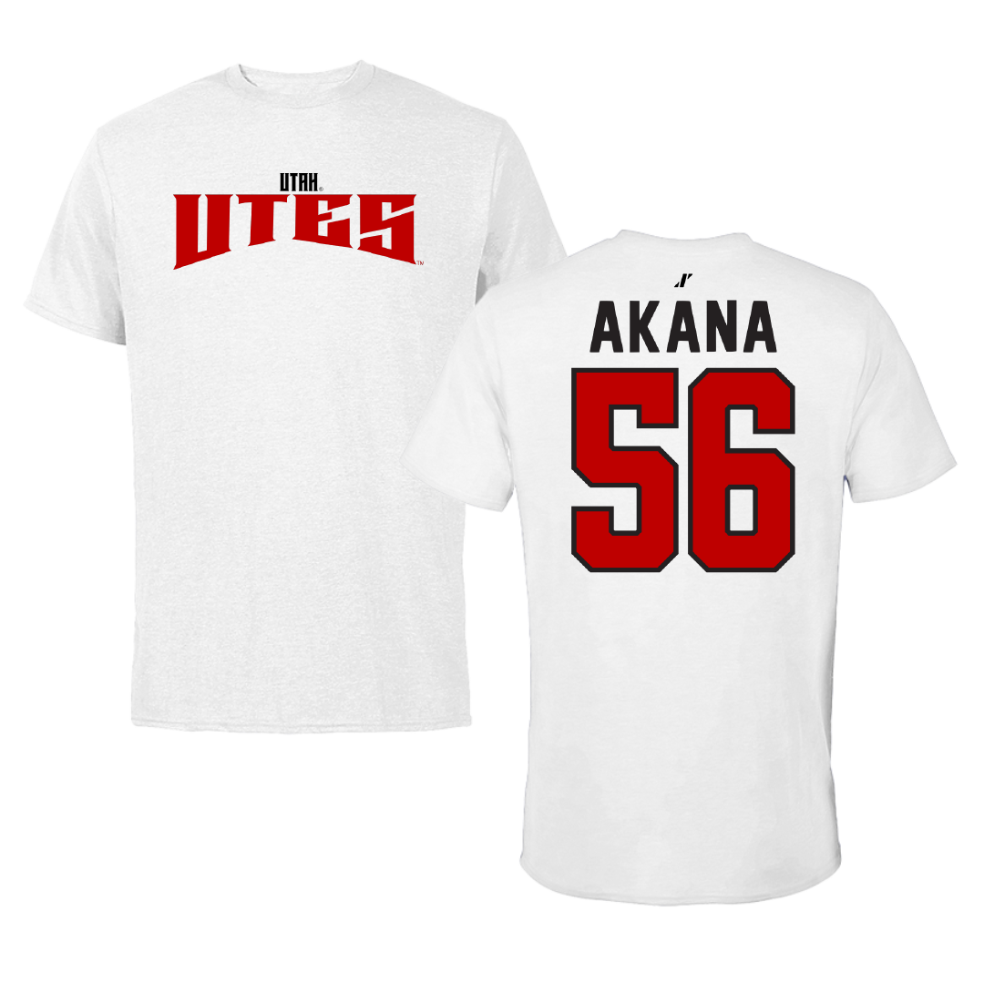 University of Utah Football White Classic Tee - #56 Ka'eo Akana