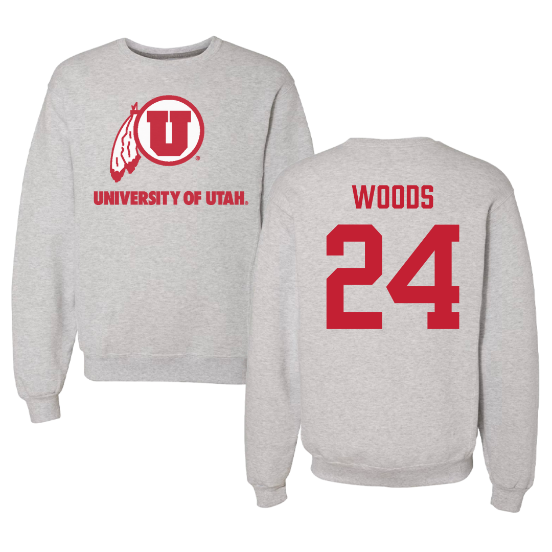 University of Utah Soccer Gray Crewneck - #24 Bella Woods