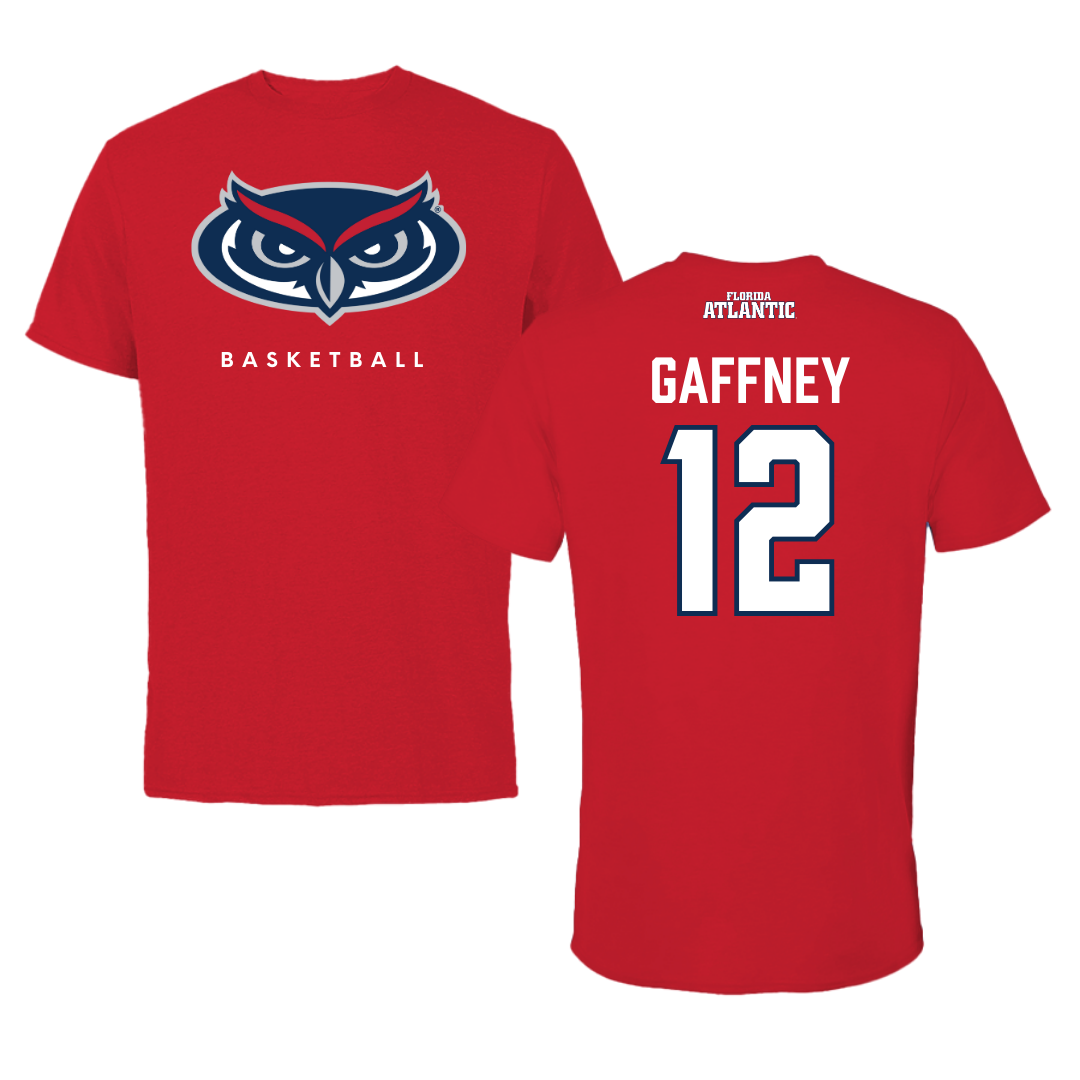 Florida Atlantic University Basketball Red Jersey Performance Tee - #12 Jalen Gaffney