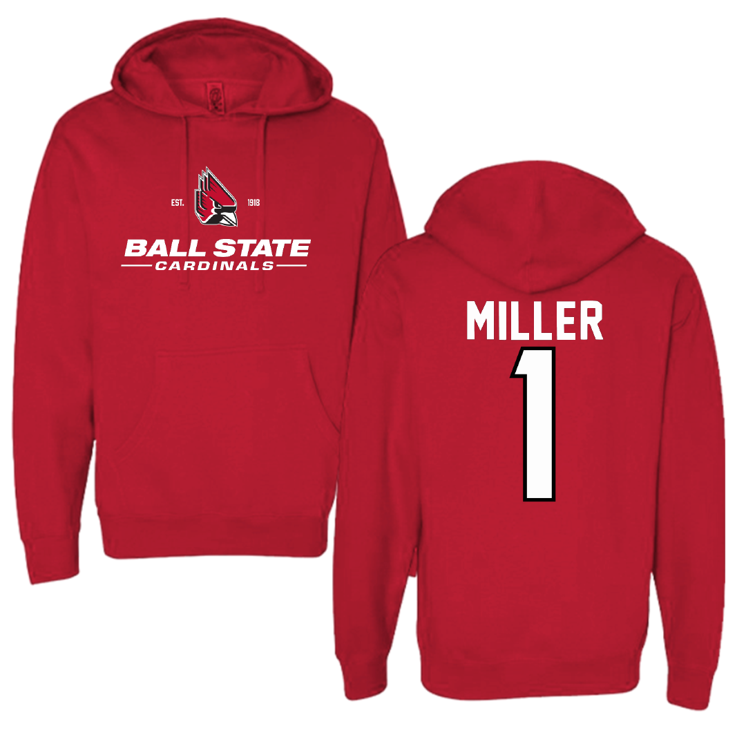 Ball State University Baseball Red General Hoodie - #1 Grant Miller