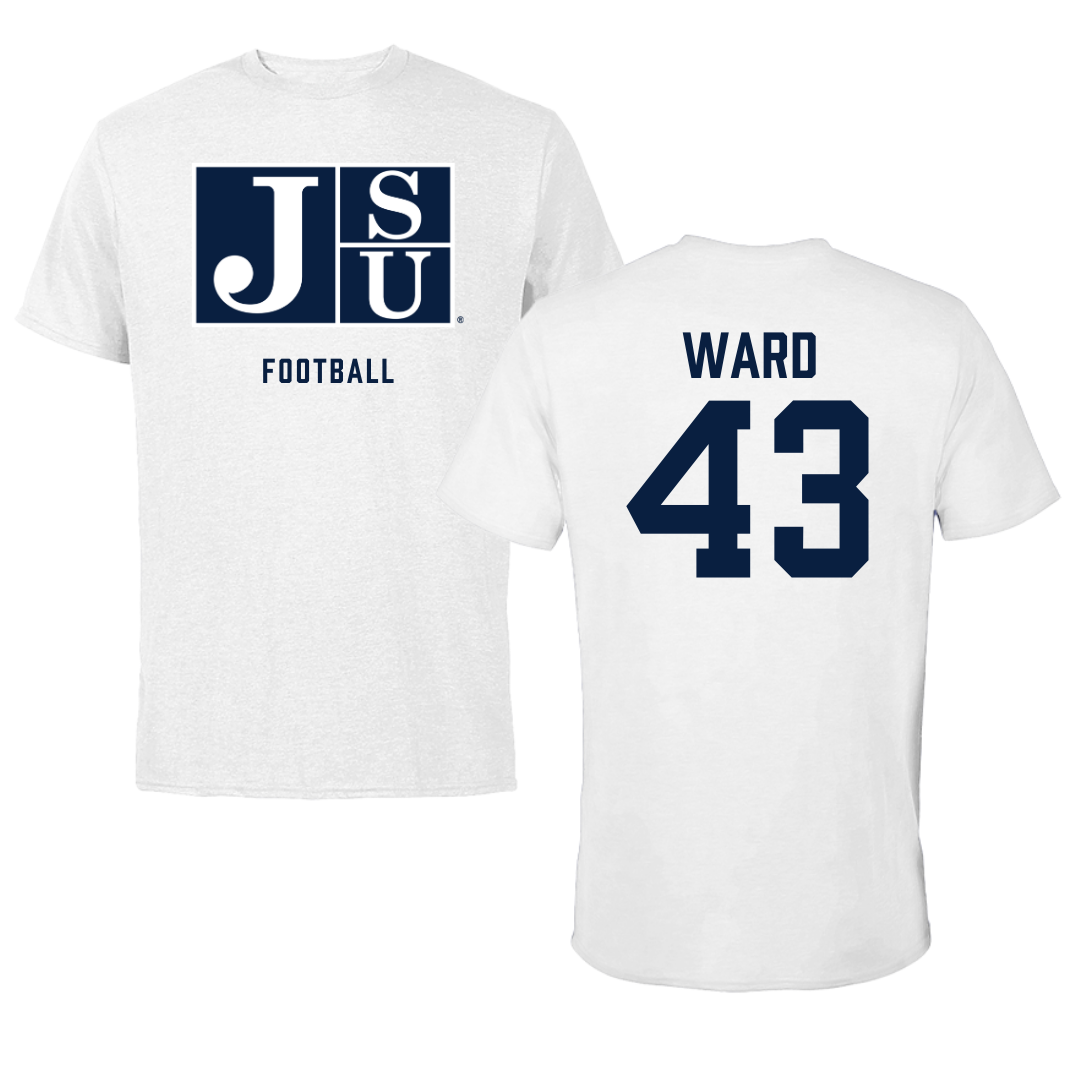 Jackson State University Football White Performance Tee - #43 Jace Ward