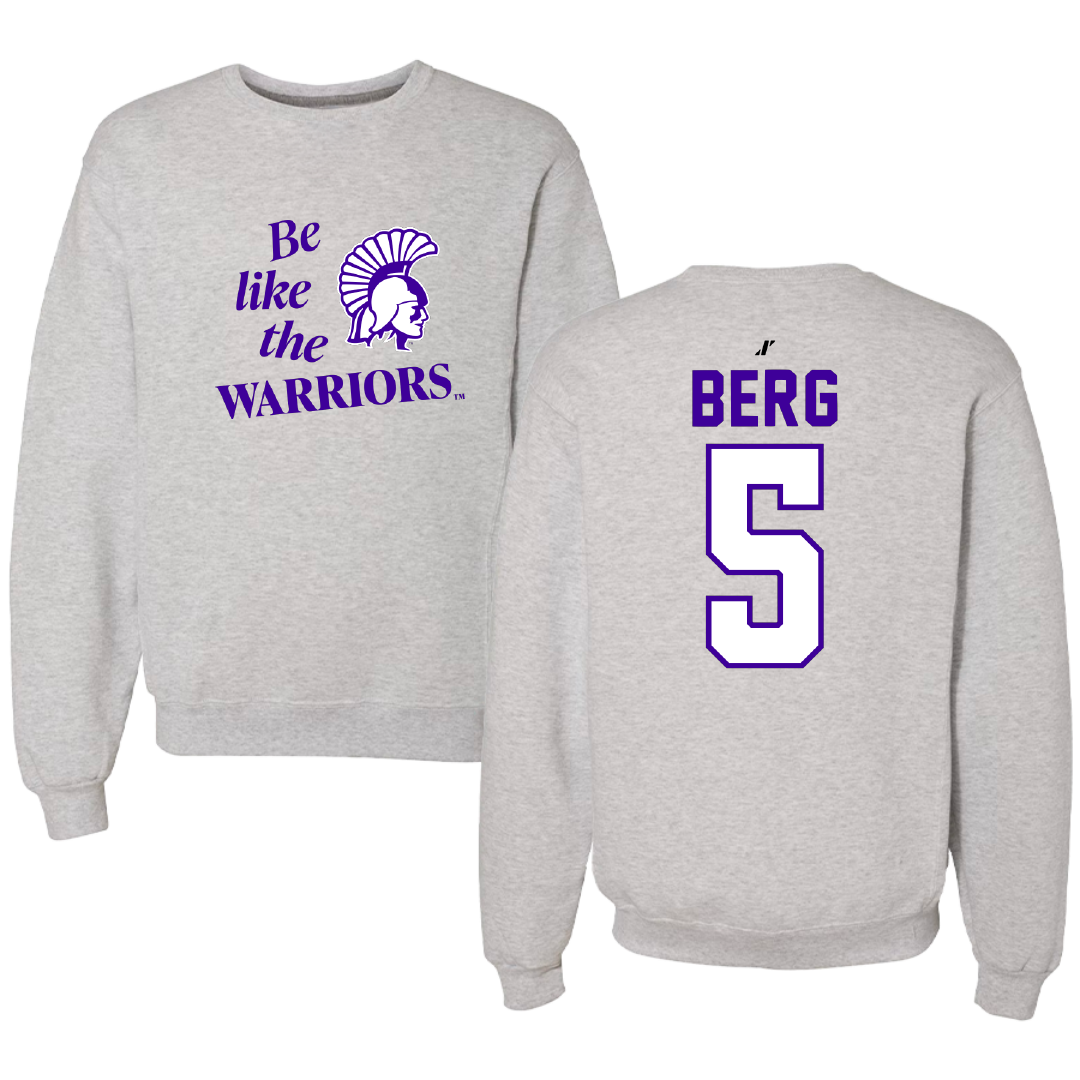 Winona State University Volleyball Light Gray Be Like Us Crewneck - #5 Jayda Berg