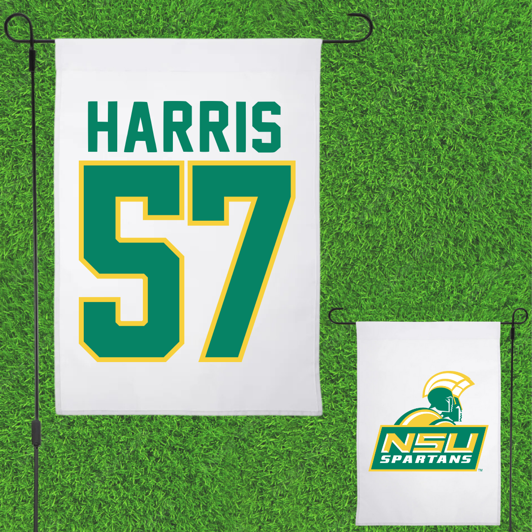 Norfolk State University Football White Garden Flag - #57 Stewart Harris