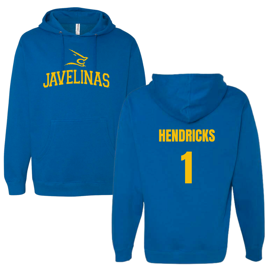 Texas A&M University-Kingsville Football Blue Hoodie - #1 Demarcus Hendricks