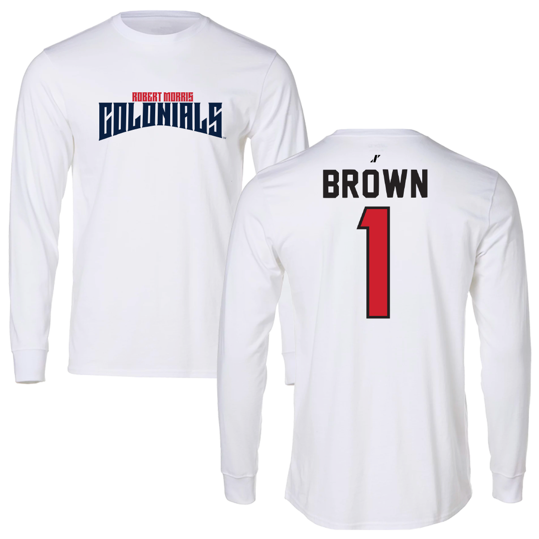 Robert Morris University Volleyball White Classic Performance Long Sleeve - #1 Kaitlyn Brown