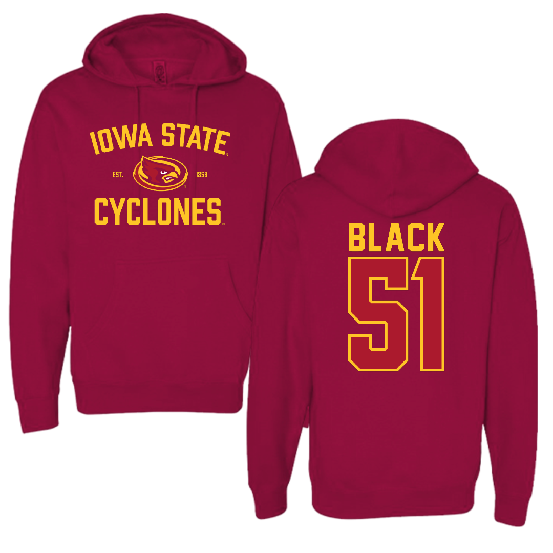 Iowa State University Football Cardinal General Hoodie - #51 Brendan Black