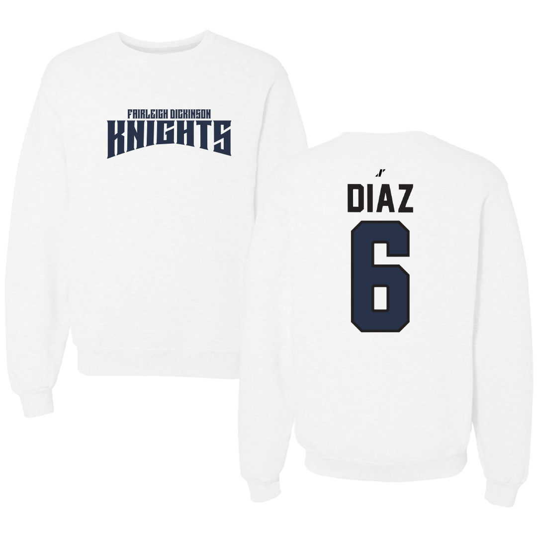 Fairleigh Dickinson University-Metropolitan Campus Volleyball White Classic Crewneck - #6 Diego Diaz
