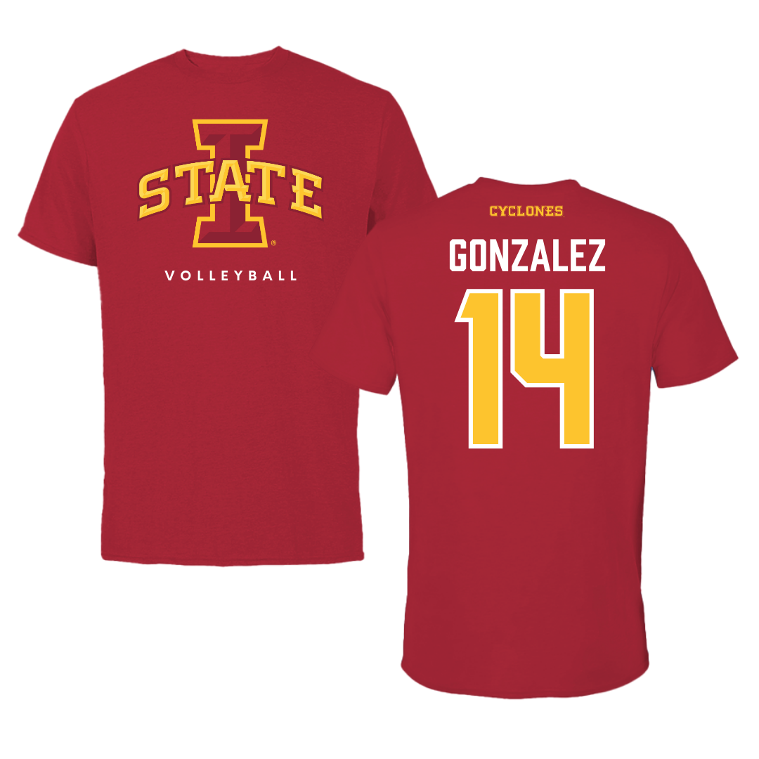 Iowa State University Volleyball Cardinal Tee - #14 Nayeli Gonzalez
