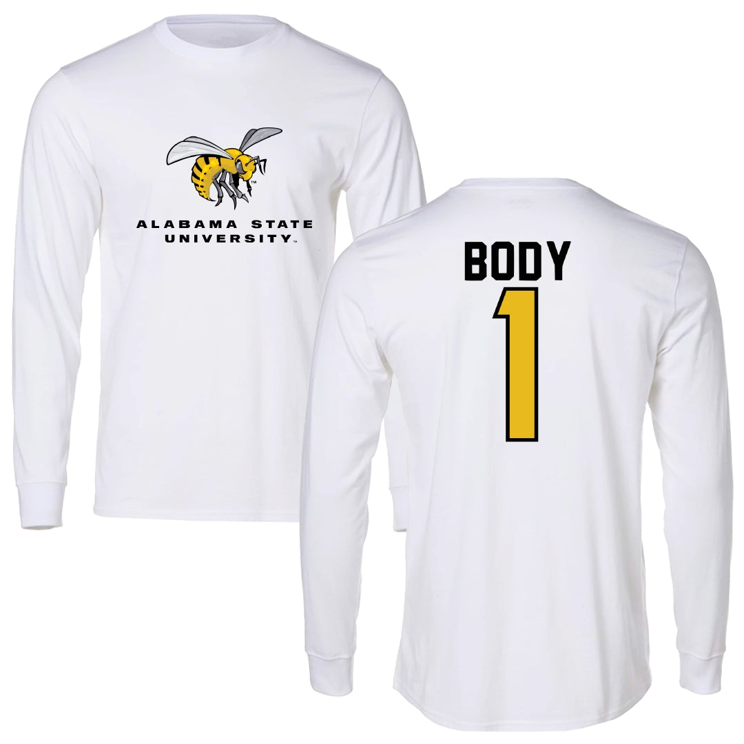 Alabama State University Football White Block Long Sleeve - #1 Andrew Body