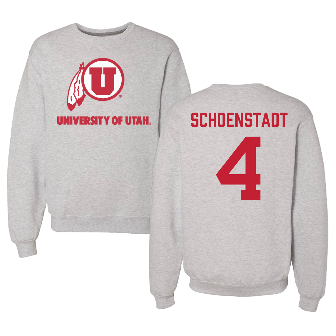 University of Utah Soccer Gray Crewneck - #4 Alex Schoenstadt