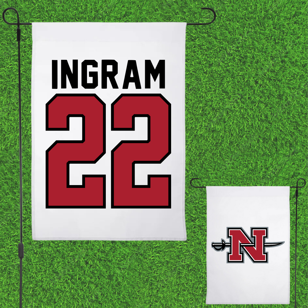 Nicholls State University Soccer White Garden Flag - #22 Kori Ingram