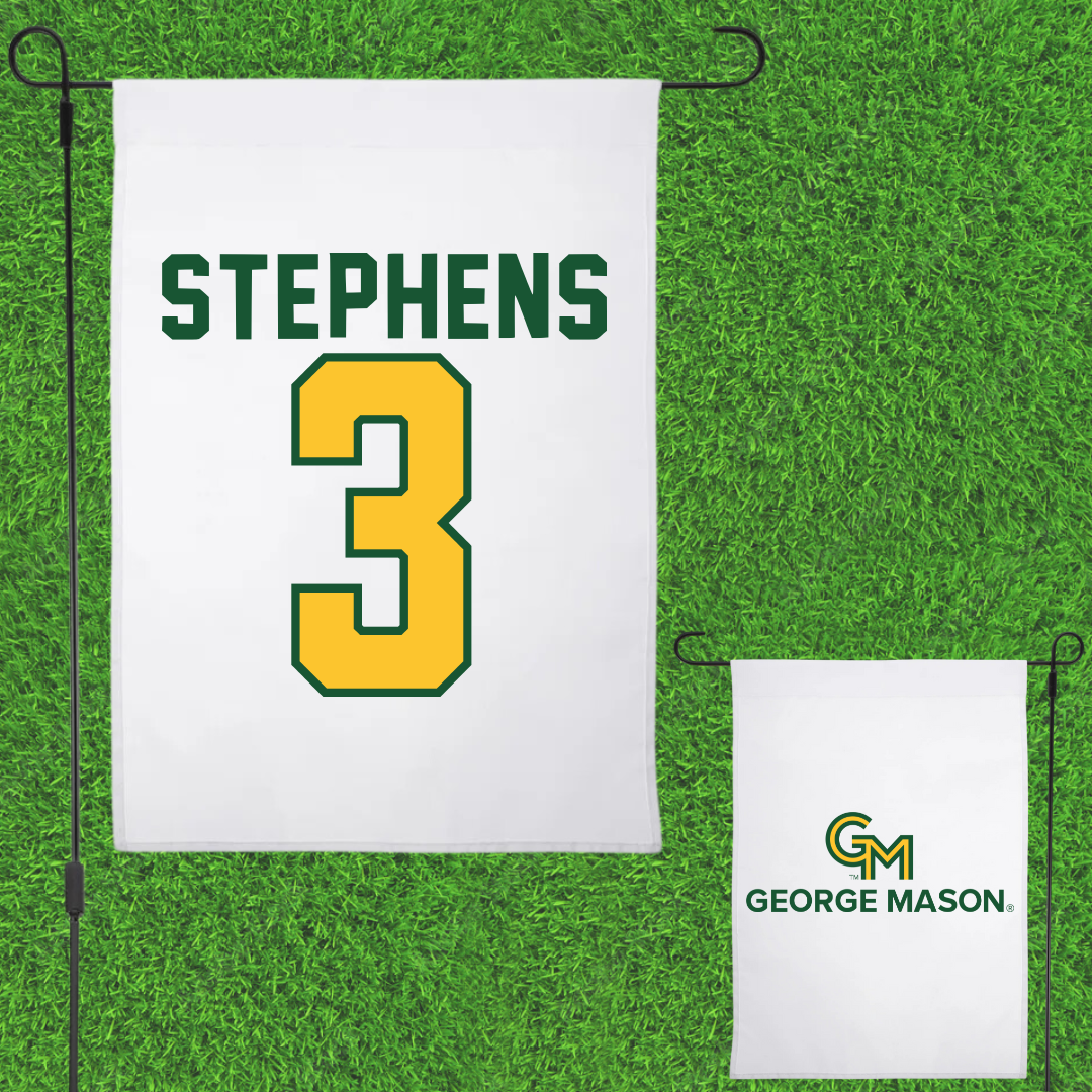 George Mason University Soccer White Garden Flag - #3 Levi Stephens