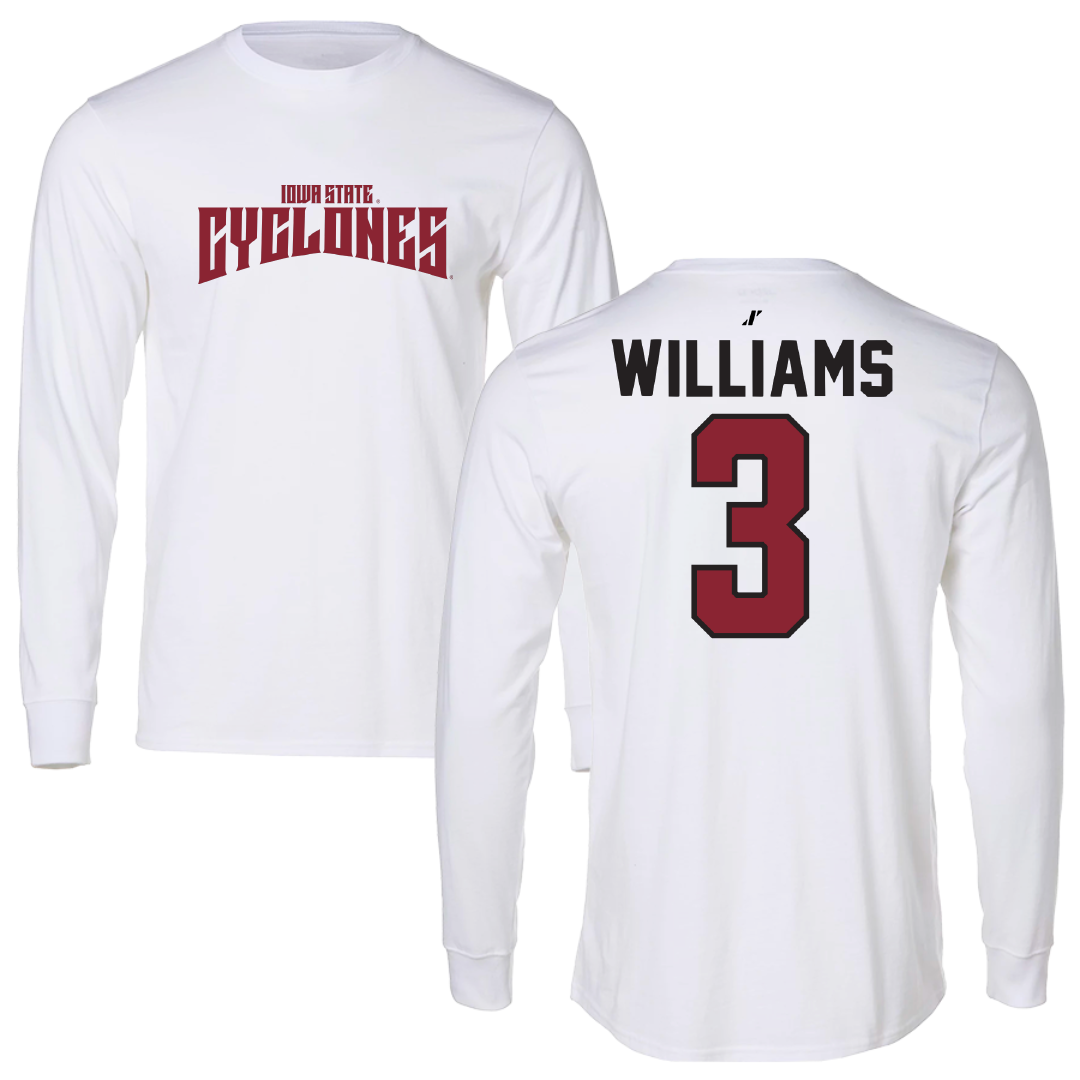 Iowa State University Basketball White Classic Performance Long Sleeve - #3 Alisa Williams