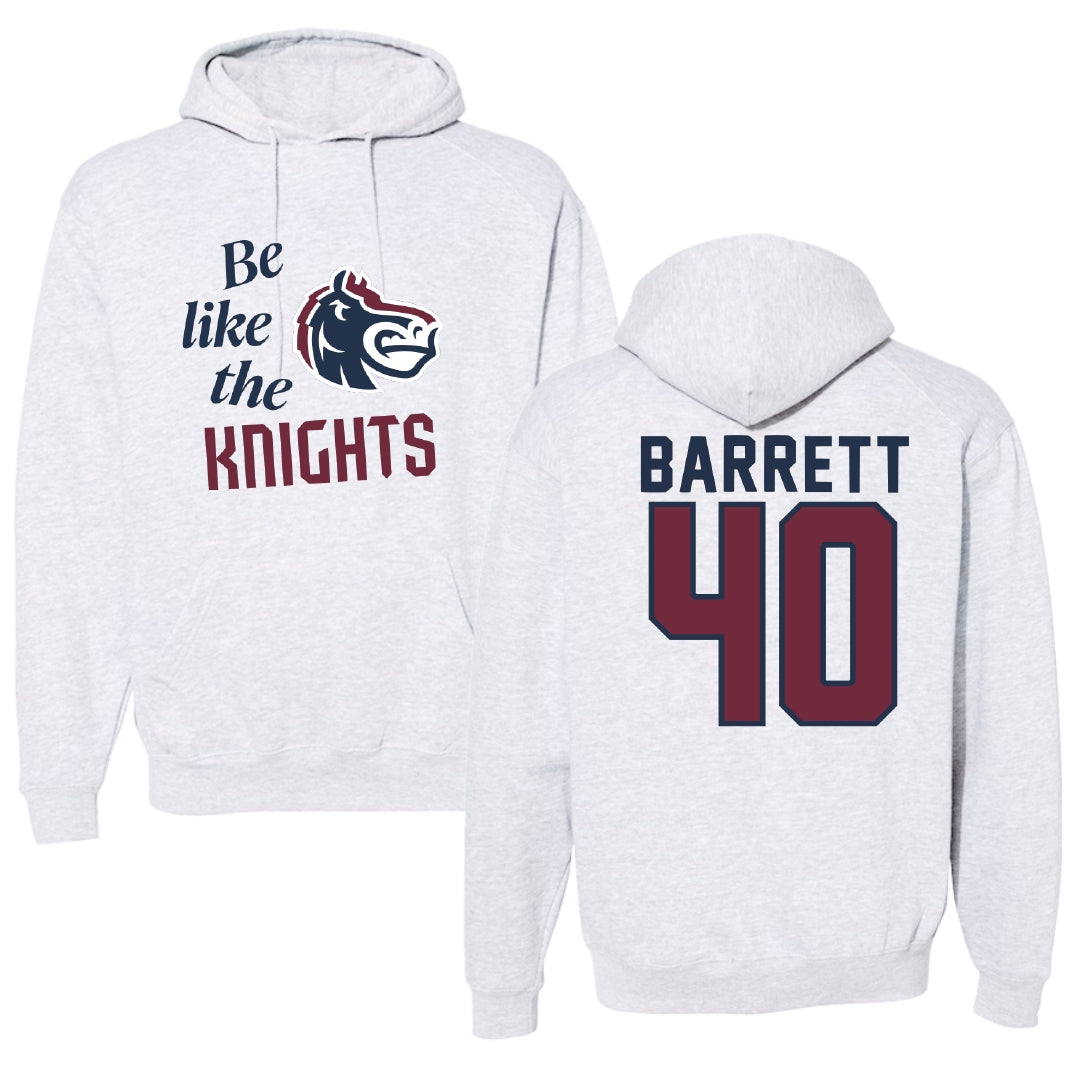 Fairleigh Dickinson University-Metropolitan Campus Baseball Light Gray Be Like Us Hoodie - #40 Ian Barrett