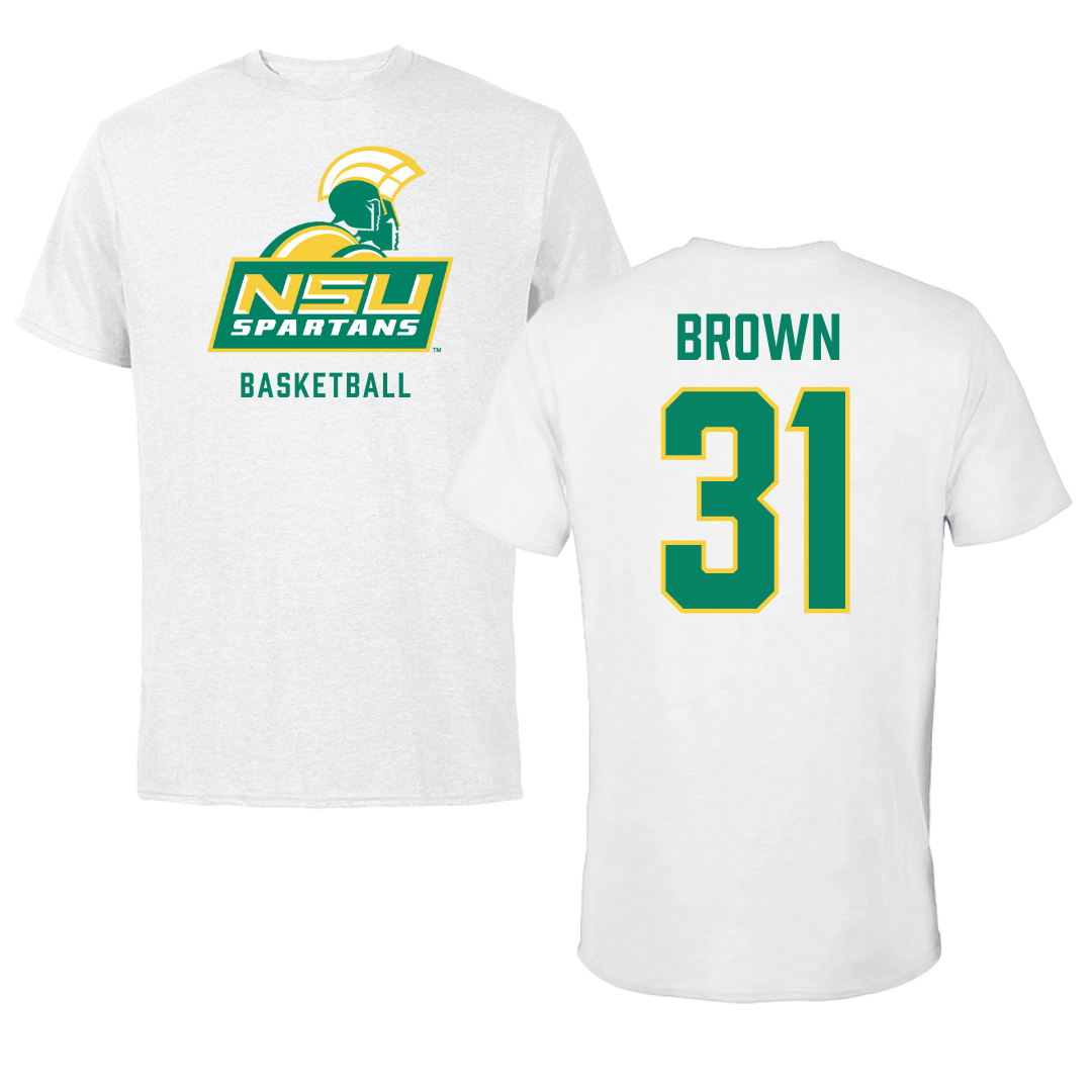 Norfolk State University Basketball White Tee - #31 Cahiem Brown
