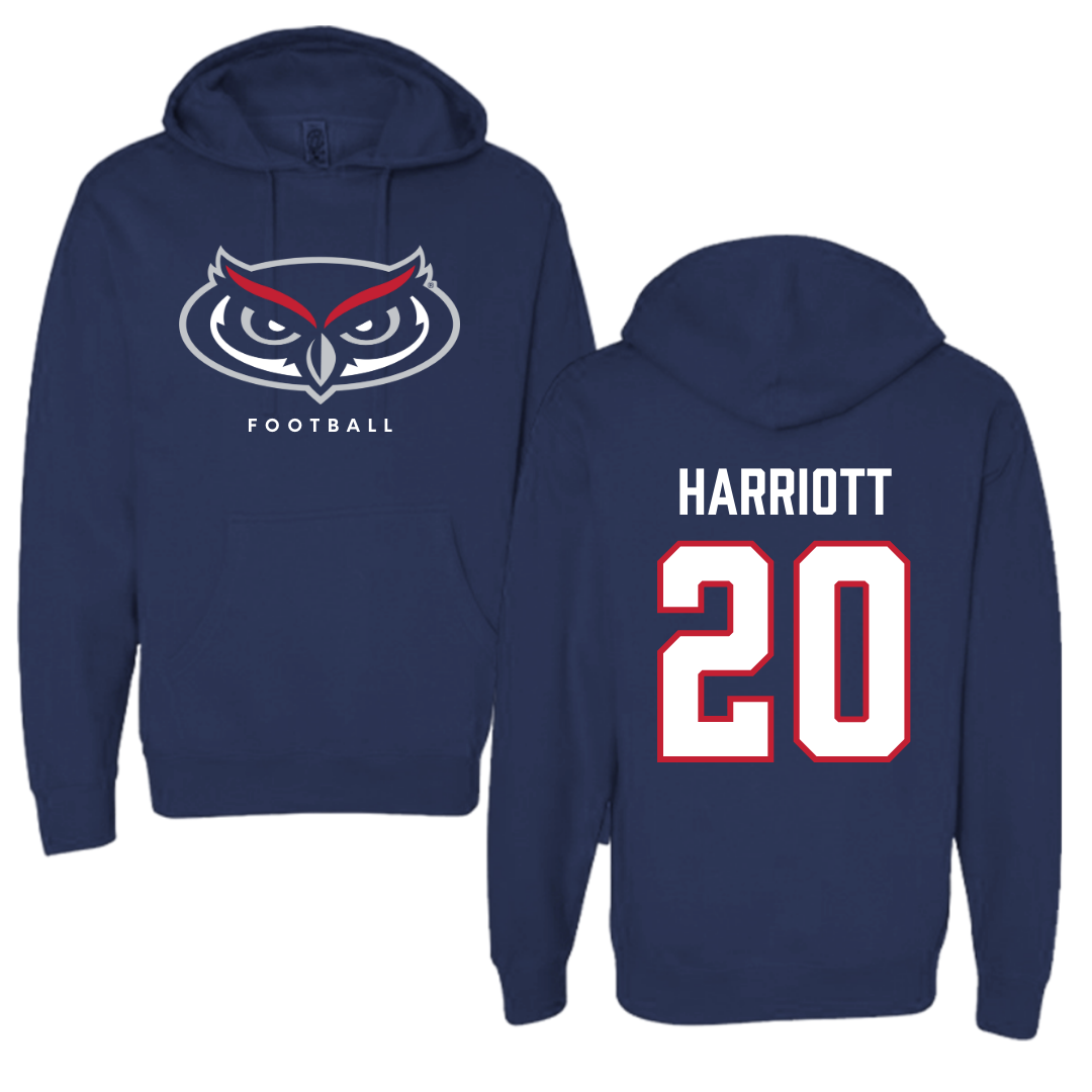 Florida Atlantic University Football Navy Mascot Hoodie - #20 Joshua Harriott