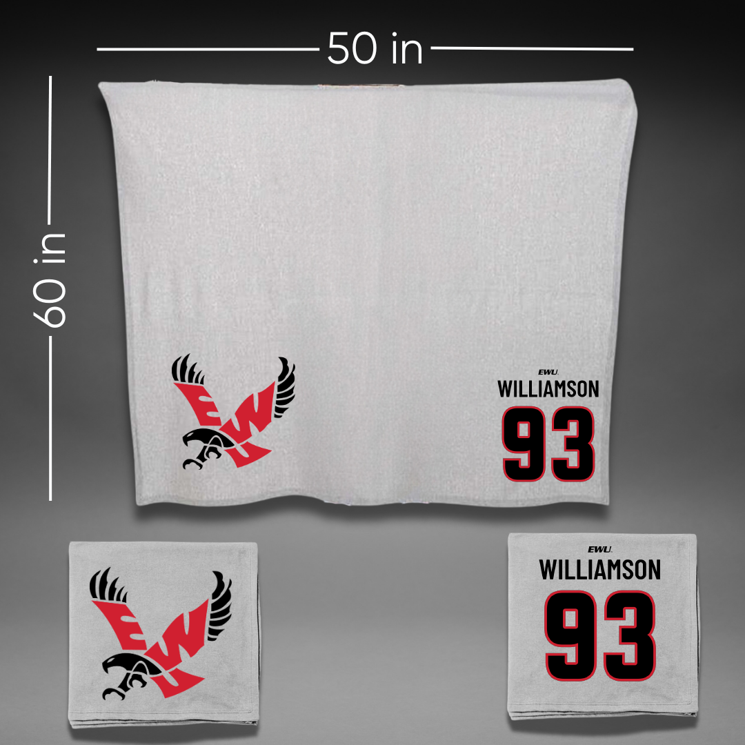 Eastern Washington University Football Gray Blanket - #93 Ethan Williamson
