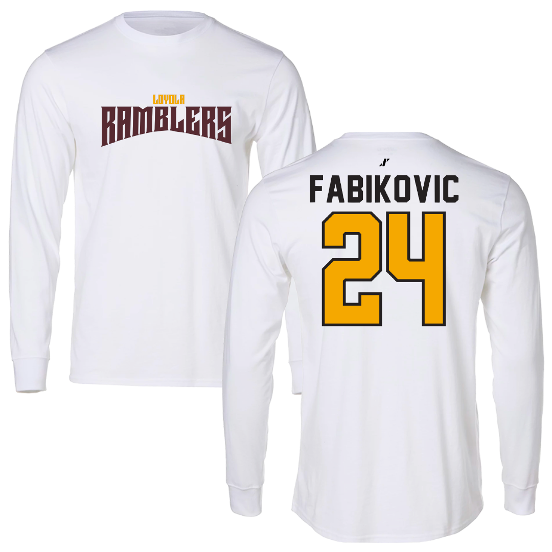 Loyola University-Chicago Volleyball White Classic Long Sleeve - #24 Daniel Fabikovic