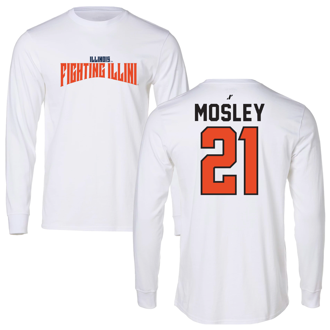 University of Illinois Softball White Classic Long Sleeve - #21 Delaney Mosley