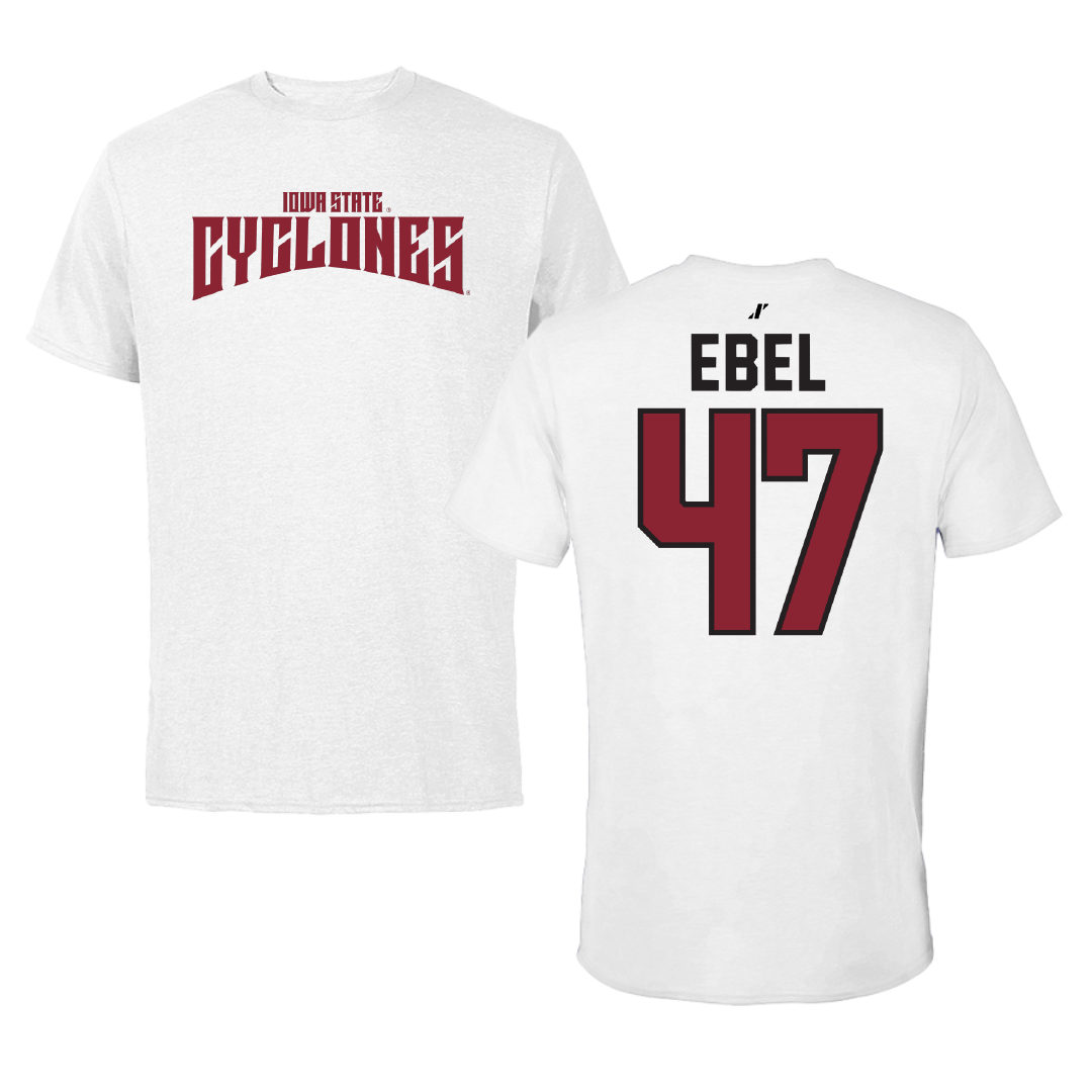Iowa State University Football White Classic Performance Tee - #47 Kooper Ebel