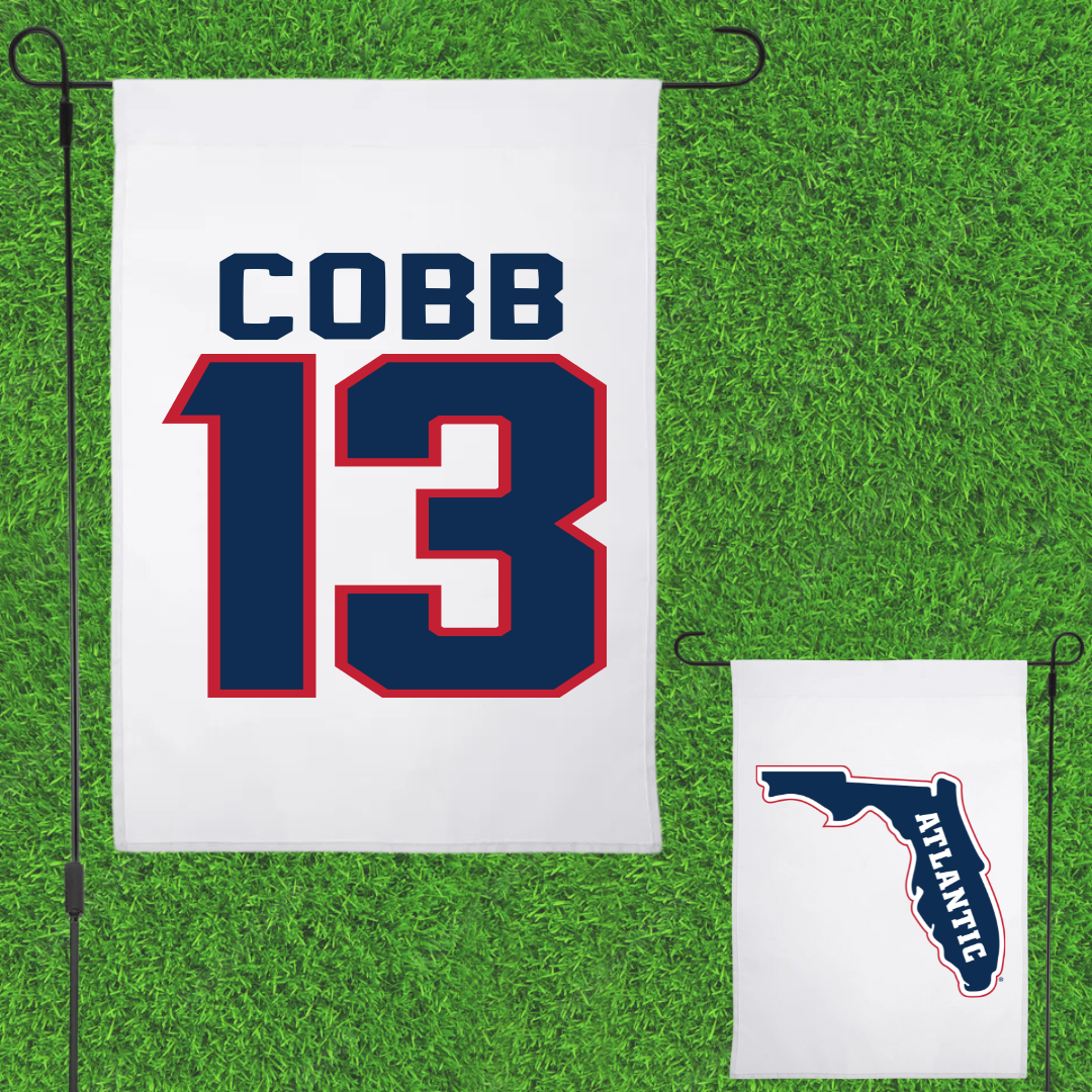 Florida Atlantic University Football White Garden Flag - #13 A'ceon Cobb