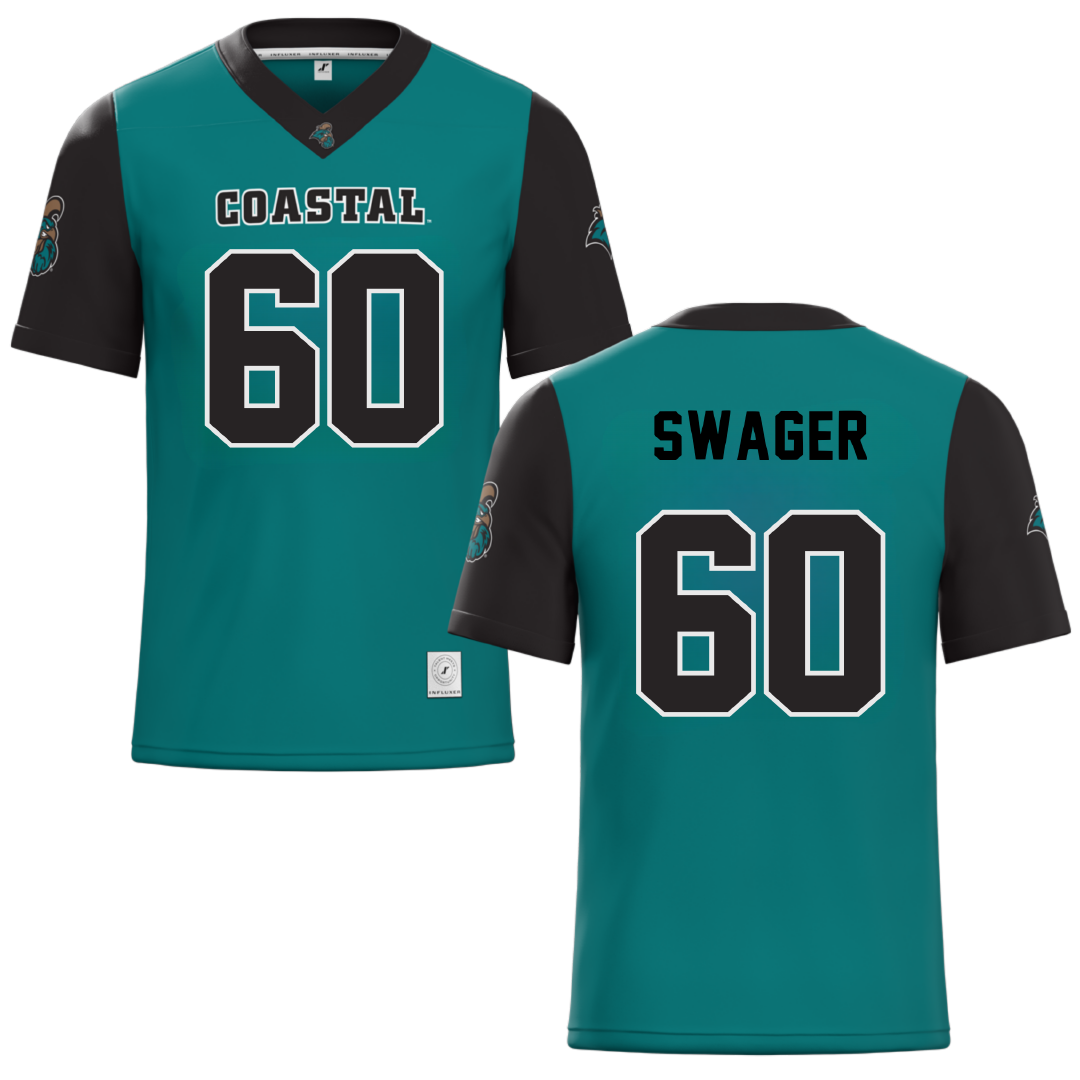 Coastal Carolina University Teal Football Jersey - #60 Mike Swager