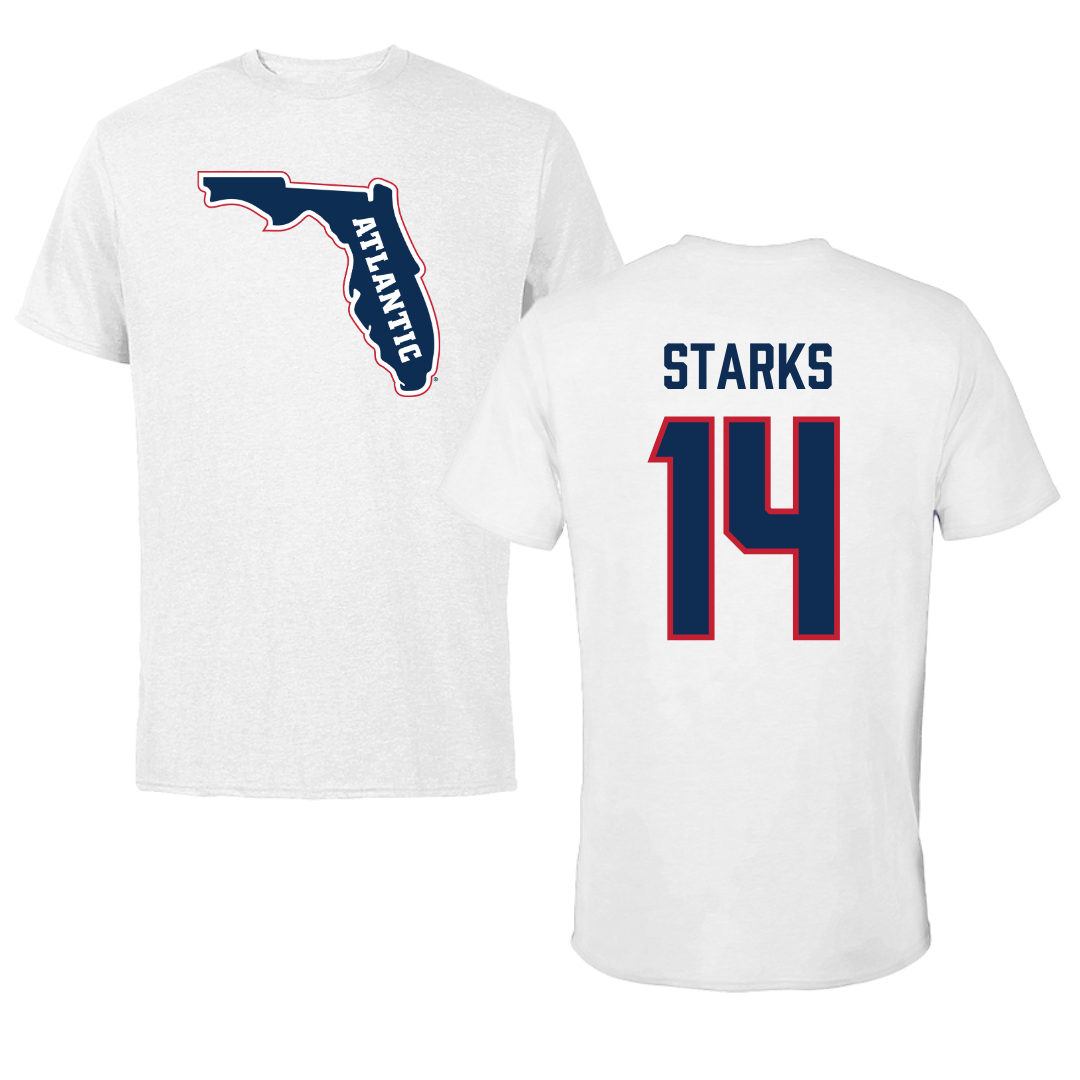 Florida Atlantic University Football White Performance Tee - #14 Tyriq Starks
