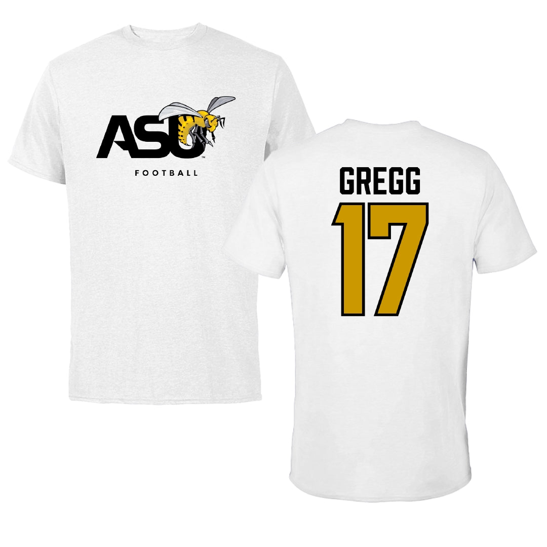 Alabama State University Football White ASU Tee - #17 Asa Gregg