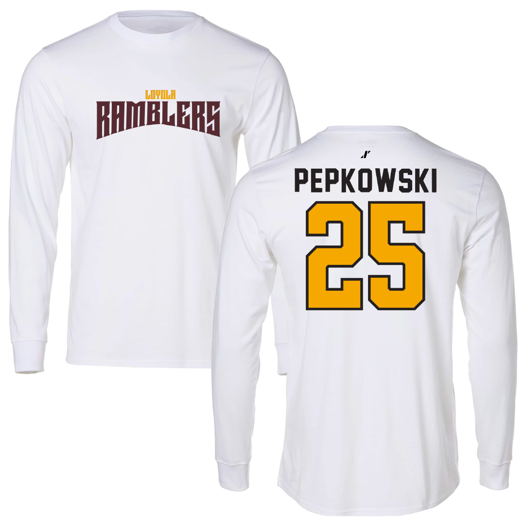 Loyola University-Chicago Softball White Classic Long Sleeve - #25 Peyton Pepkowski