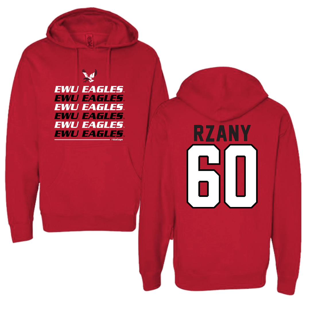 Eastern Washington University Football Red General Hoodie - #60 Gabriel Rzany