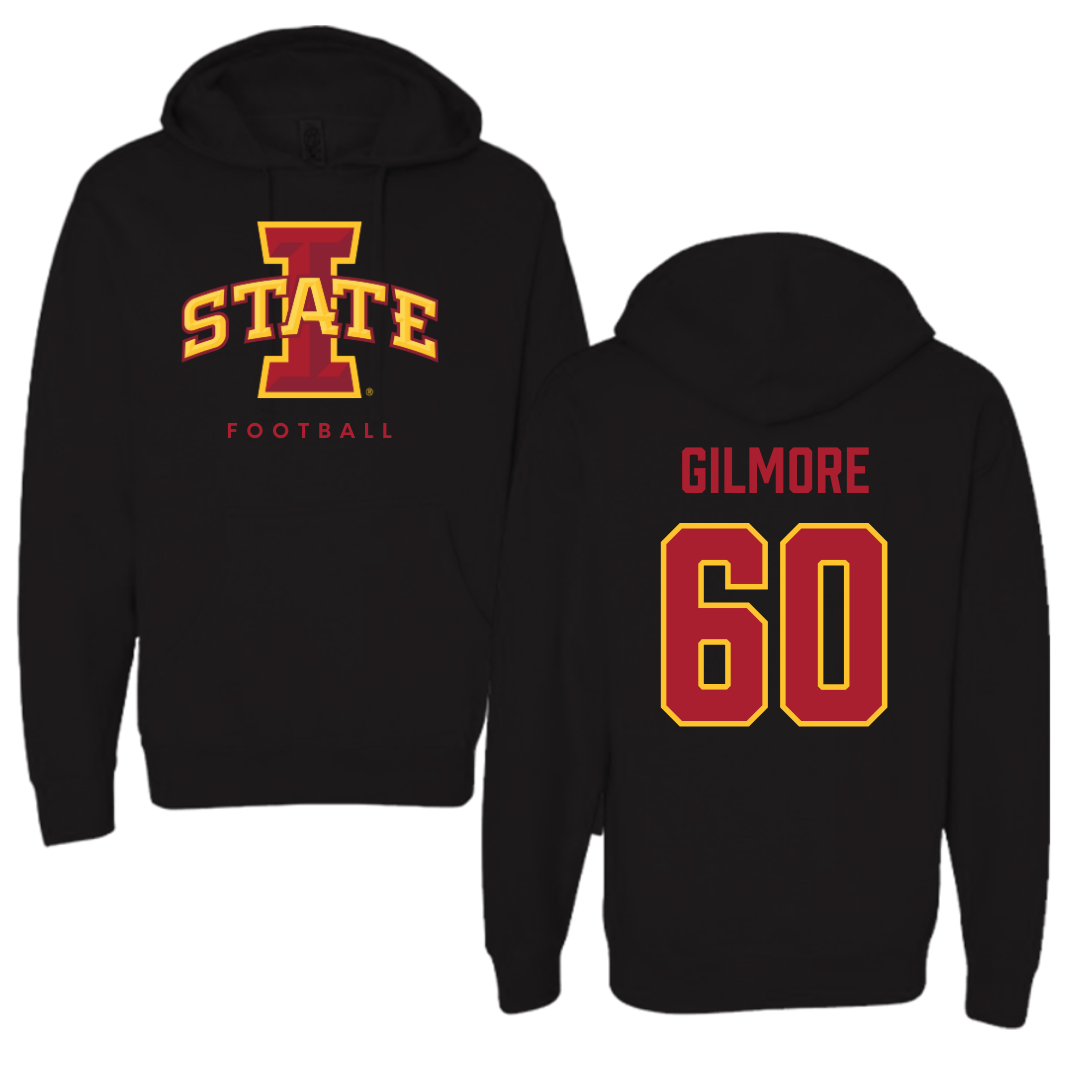 Iowa State University Football Black Hoodie - #60 Aidan Gilmore