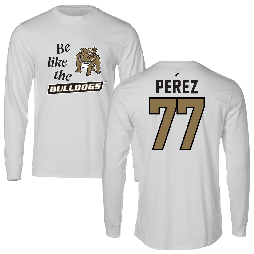 Bryant University Football Light Gray Be Like Us Long Sleeve - #77 Anthony Perez