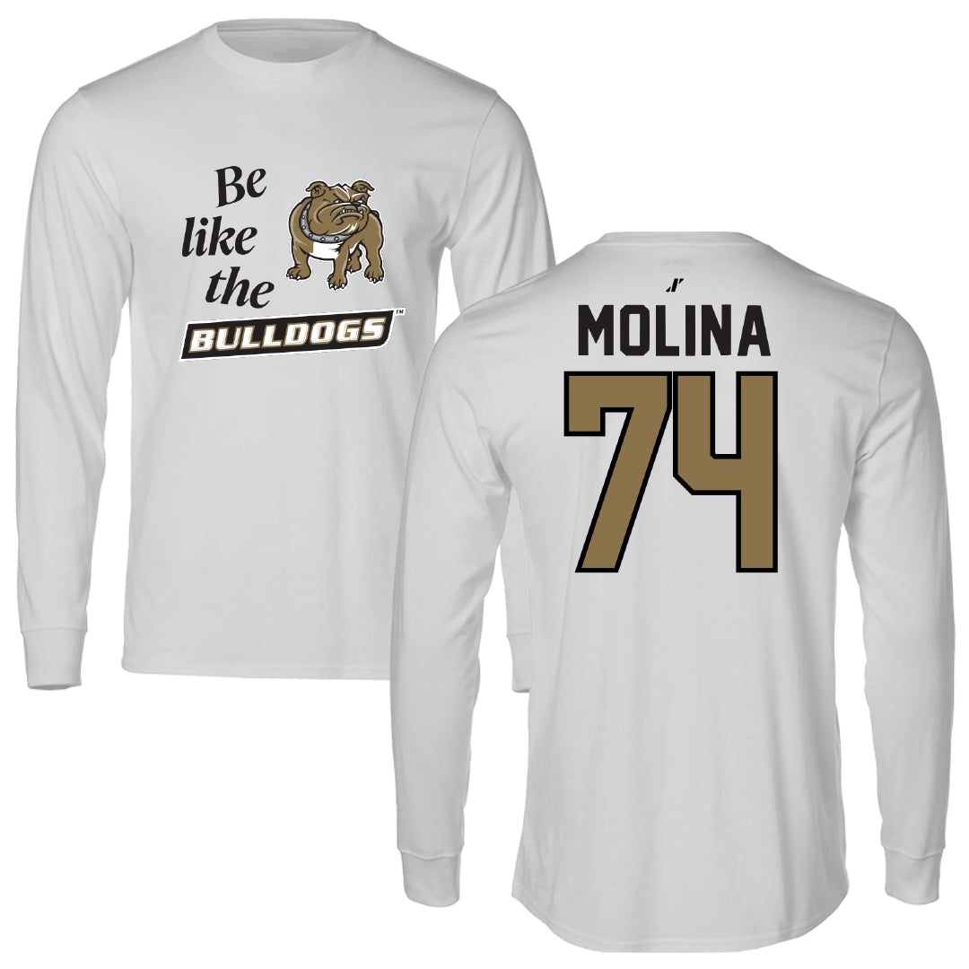 Bryant University Football Light Gray Be Like Us Performance Long Sleeve - #74 Nick Molina