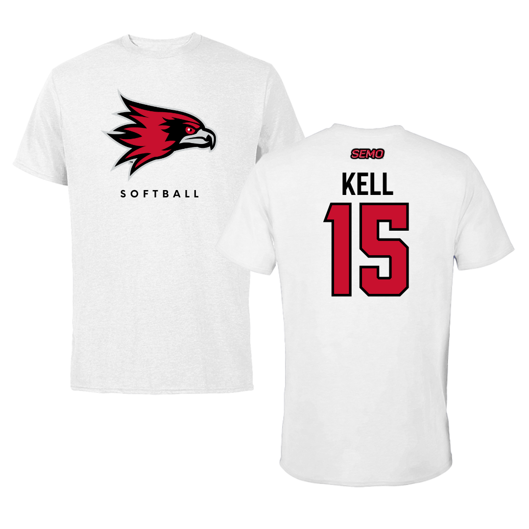 Southeast Missouri State University Softball White Performance Tee - #15 Delaney Kell