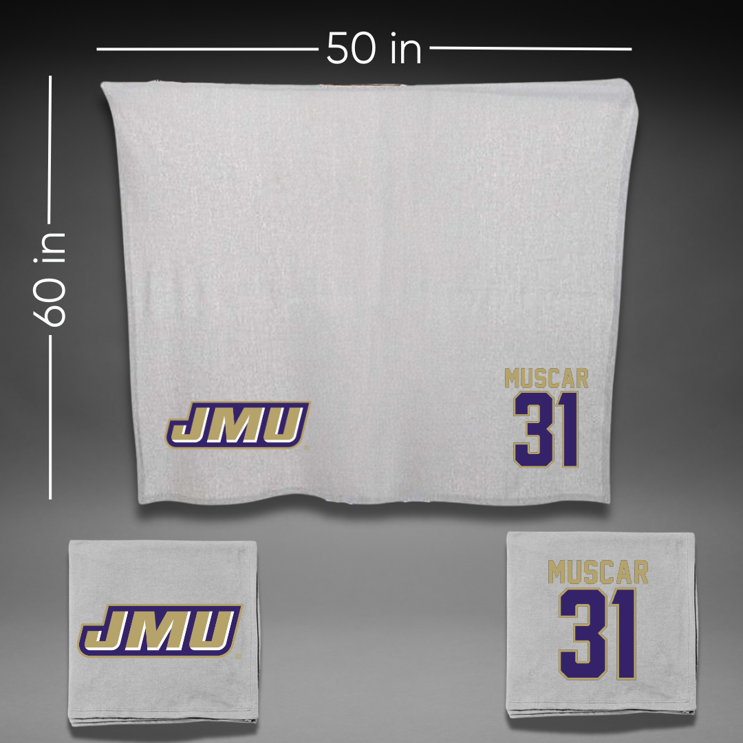 James Madison University Baseball Gray Blanket - #31 Tyler Muscar