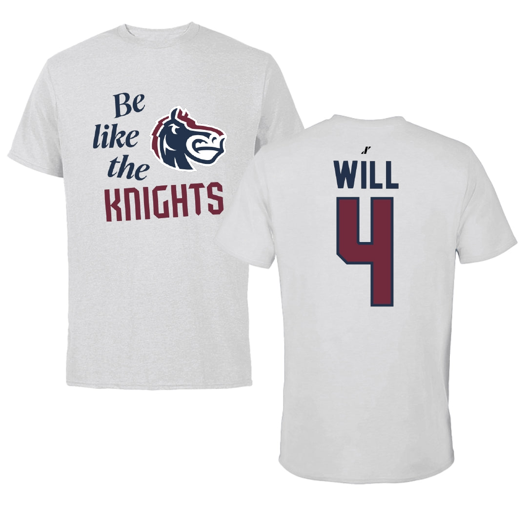 Fairleigh Dickinson University-Metropolitan Campus Baseball Light Gray Be Like Us Tee - #4 Zack Will