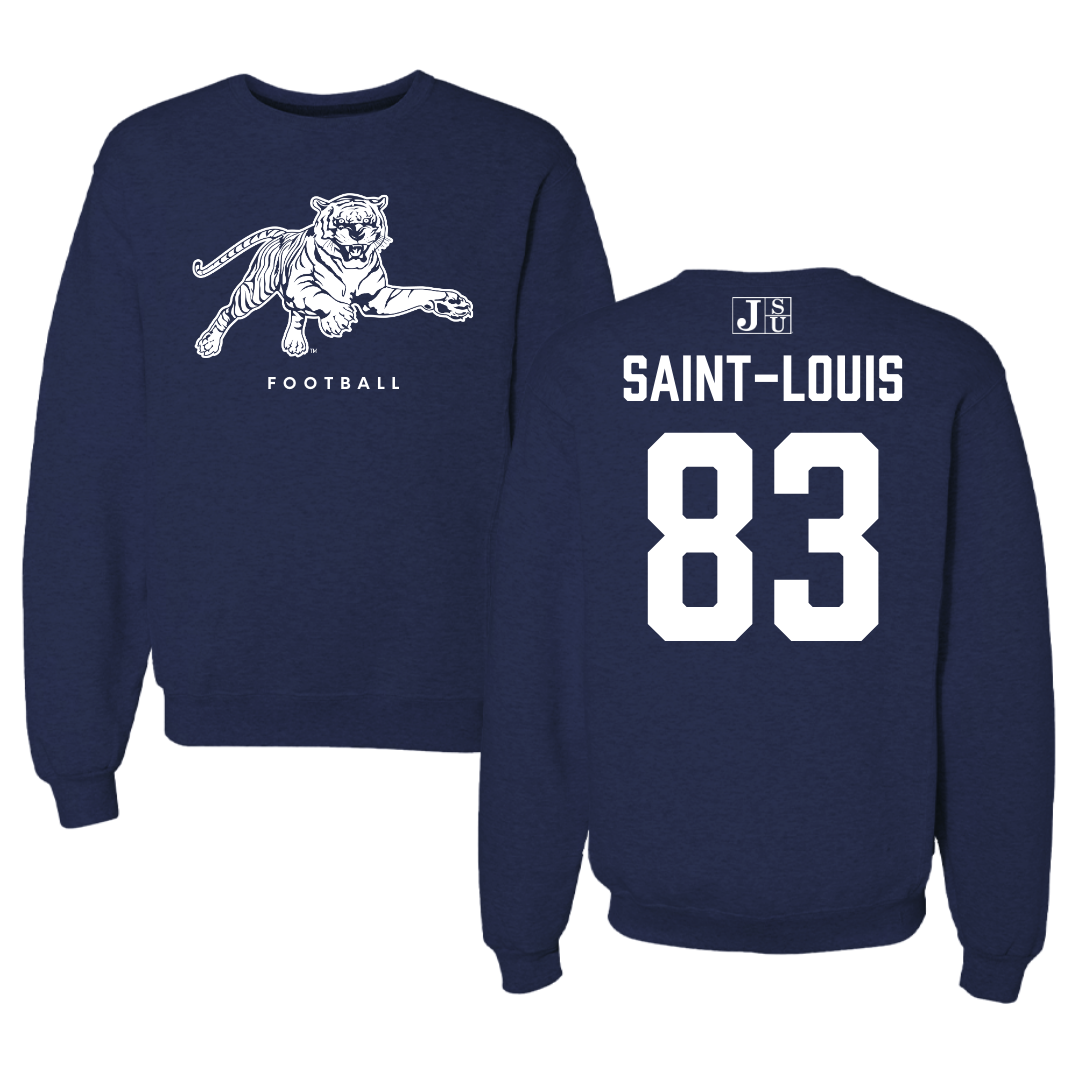 Jackson State University Football Navy Crewneck - #83 Sebastien Saint-Louis
