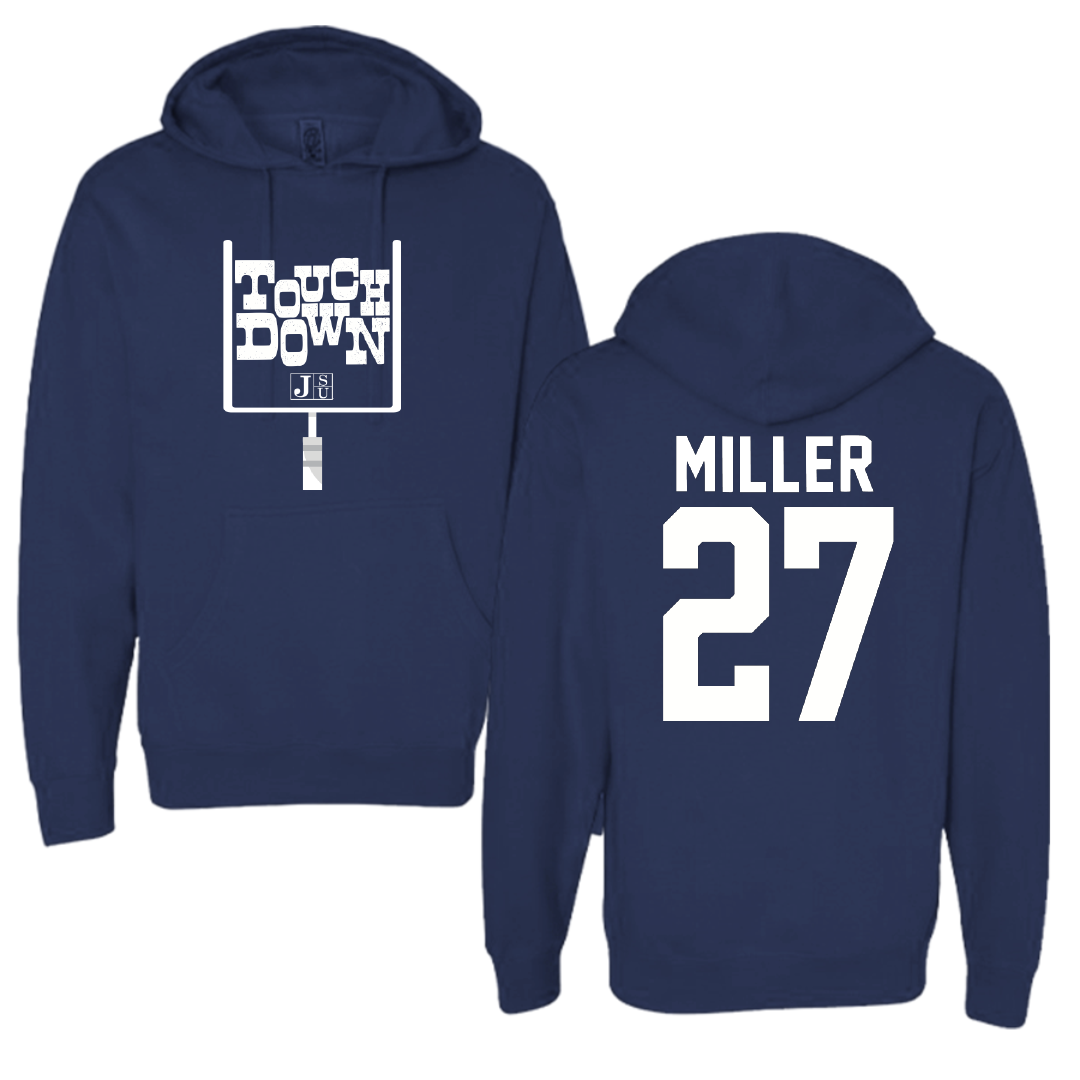 Jackson State University Football Navy Touchdown Hoodie - #27 Ahmad Miller