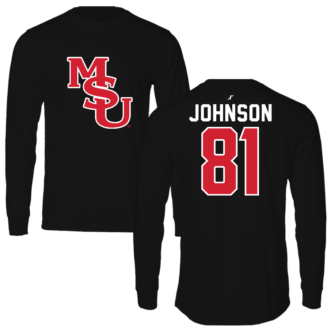 Minot State University Football Black Performance Long Sleeve - #81 Tyler Johnson
