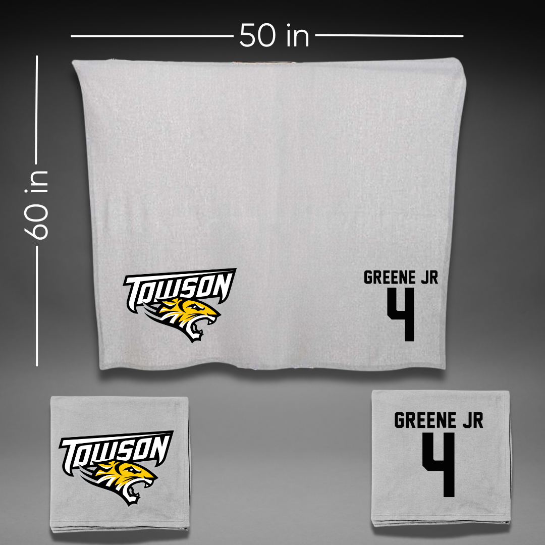 Towson University Football Gray Blanket - #4 Tyrell Greene Jr